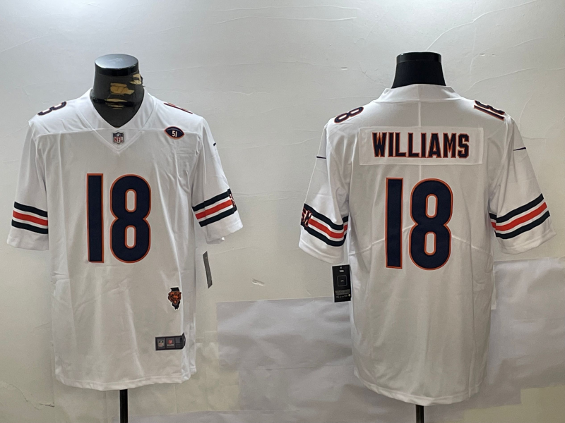 Men's Chicago Bears Caleb Williams #18 White Jersey